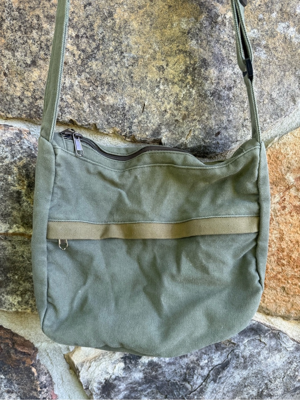 Olive Green Canvas Women's Crossbody Bag Military Grunge Indie Sleaze
